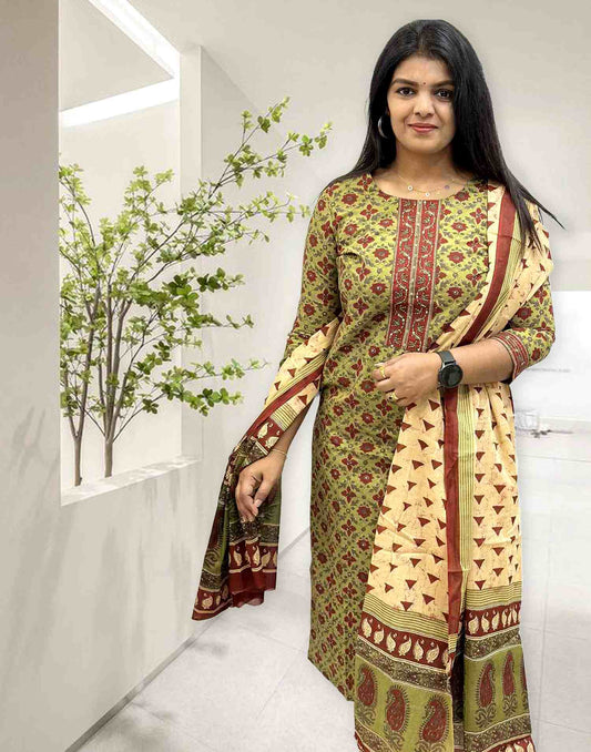 OFFER COTTON READY TO WEAR OLIVE GREEN 120624 - ELENTRA DESIGNS BY NIMI HEINS