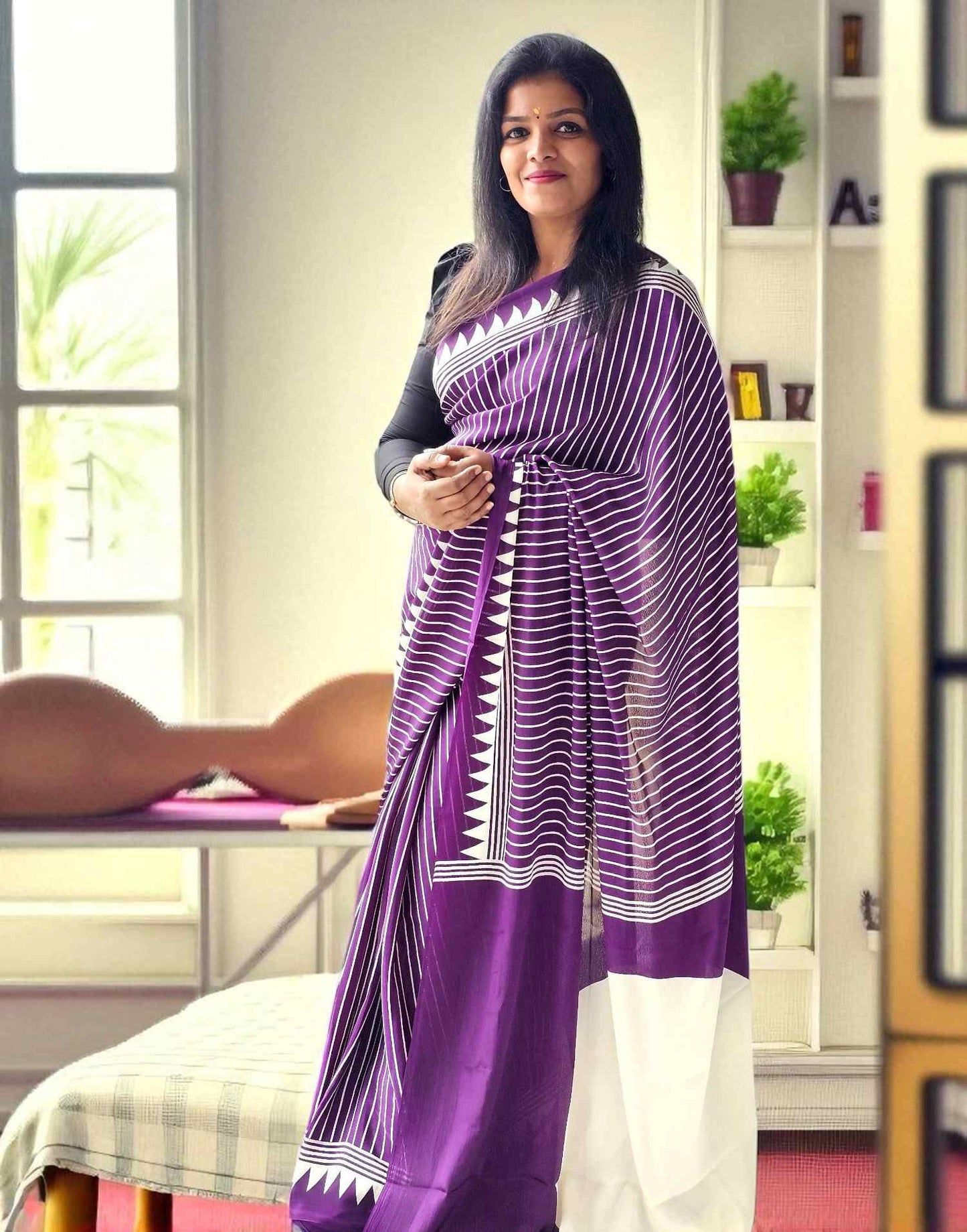 170725S (E6240) CREPE SILK SAREE - Purple