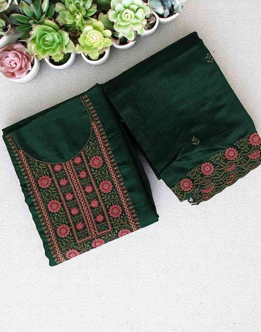 SALWAR SUITS UN-STITCHED DARK GREEN1 E5351 270525ML - ELENTRA DESIGNS BY NIMI HEINS