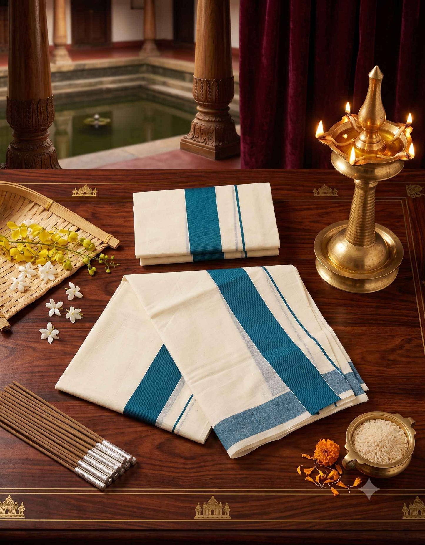 SET MUNDU PEACOCK BLUE E7222 090926SM