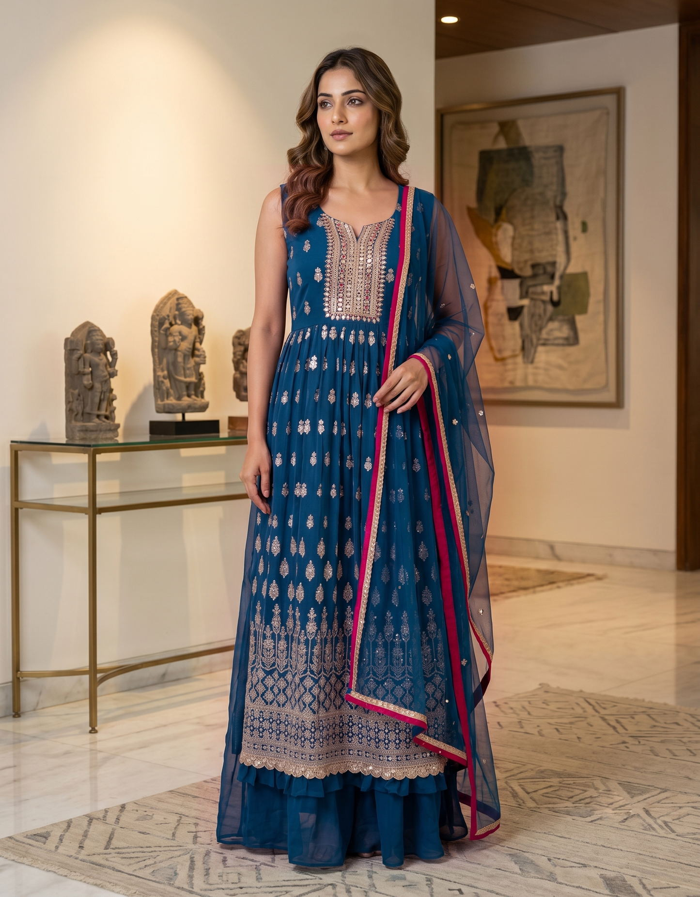 PARTY WEAR TEAL BLUE E2091 210626PW (Copy)