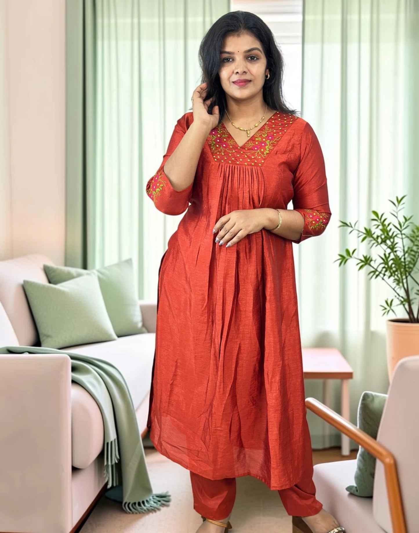 KURTI SET RUST ORANGE E7281 290826KS
