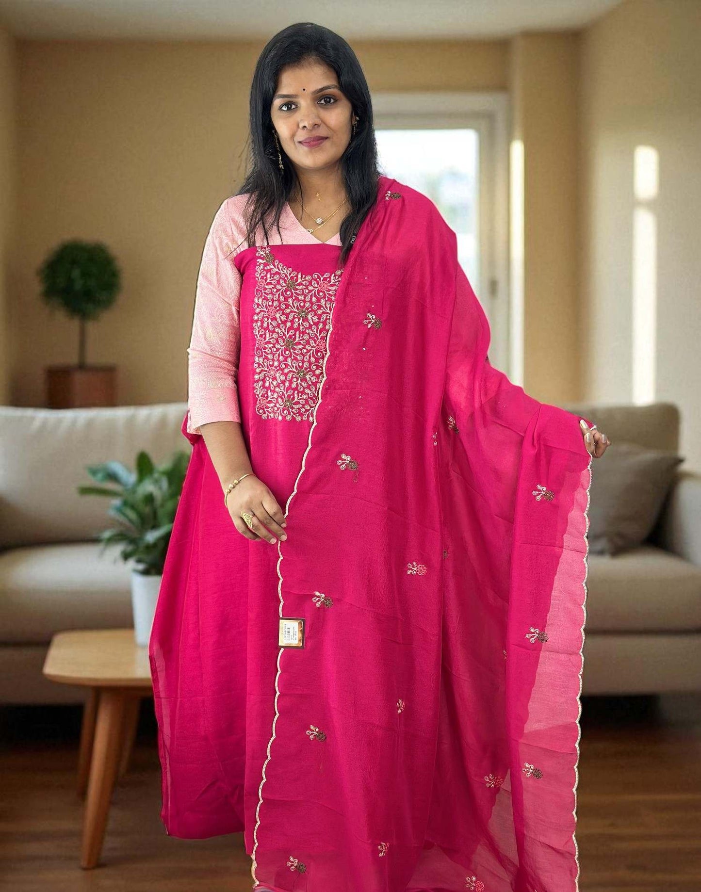 180725ML (E6243) UN-STITCHED SETS - Rani Pink