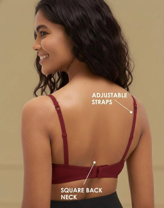 LIGHTLY PADDED BRA BLOSSOM FEATHERLITE MAROON E6437 300825BR