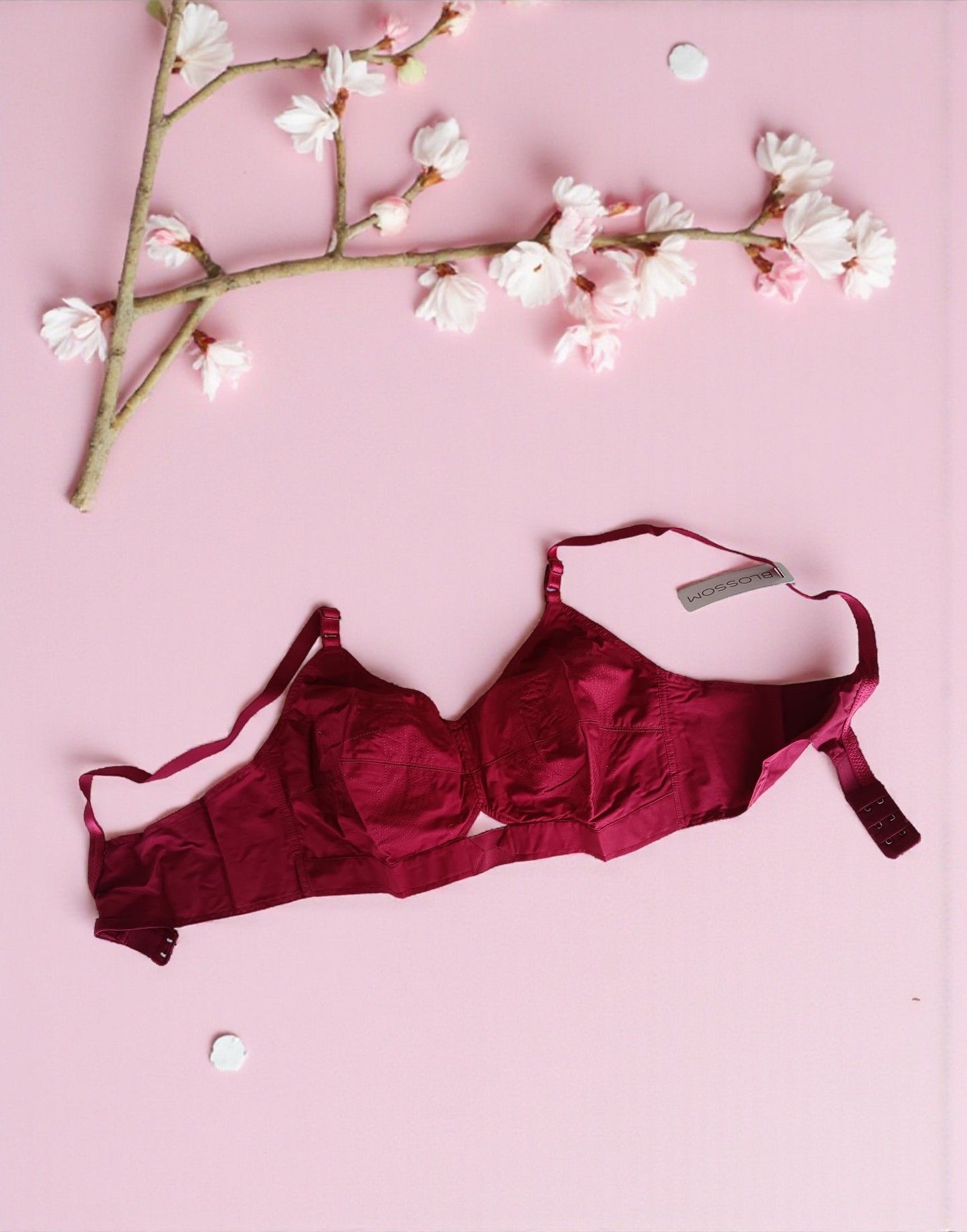 221025BR (E3007-E3077) BLOSSOM COTTON ROUND STITCH BRA - Maroon