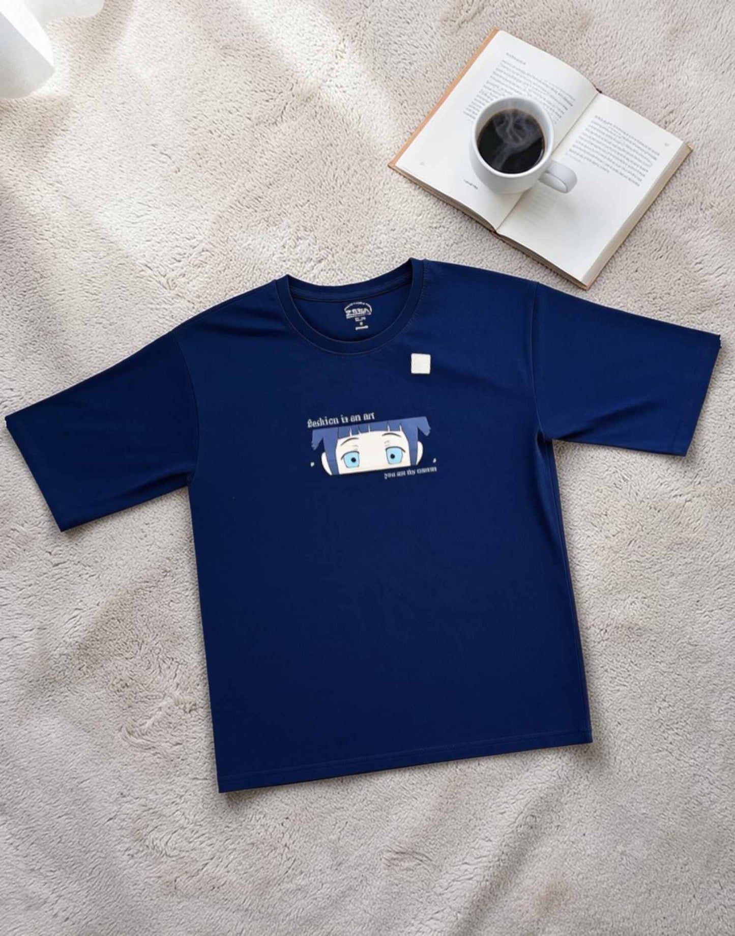 LADIES T-SHIRT DOWN SHOULDER DARK BLUE E6266-67 110326LT - ELENTRA DESIGNS BY NIMI HEINS