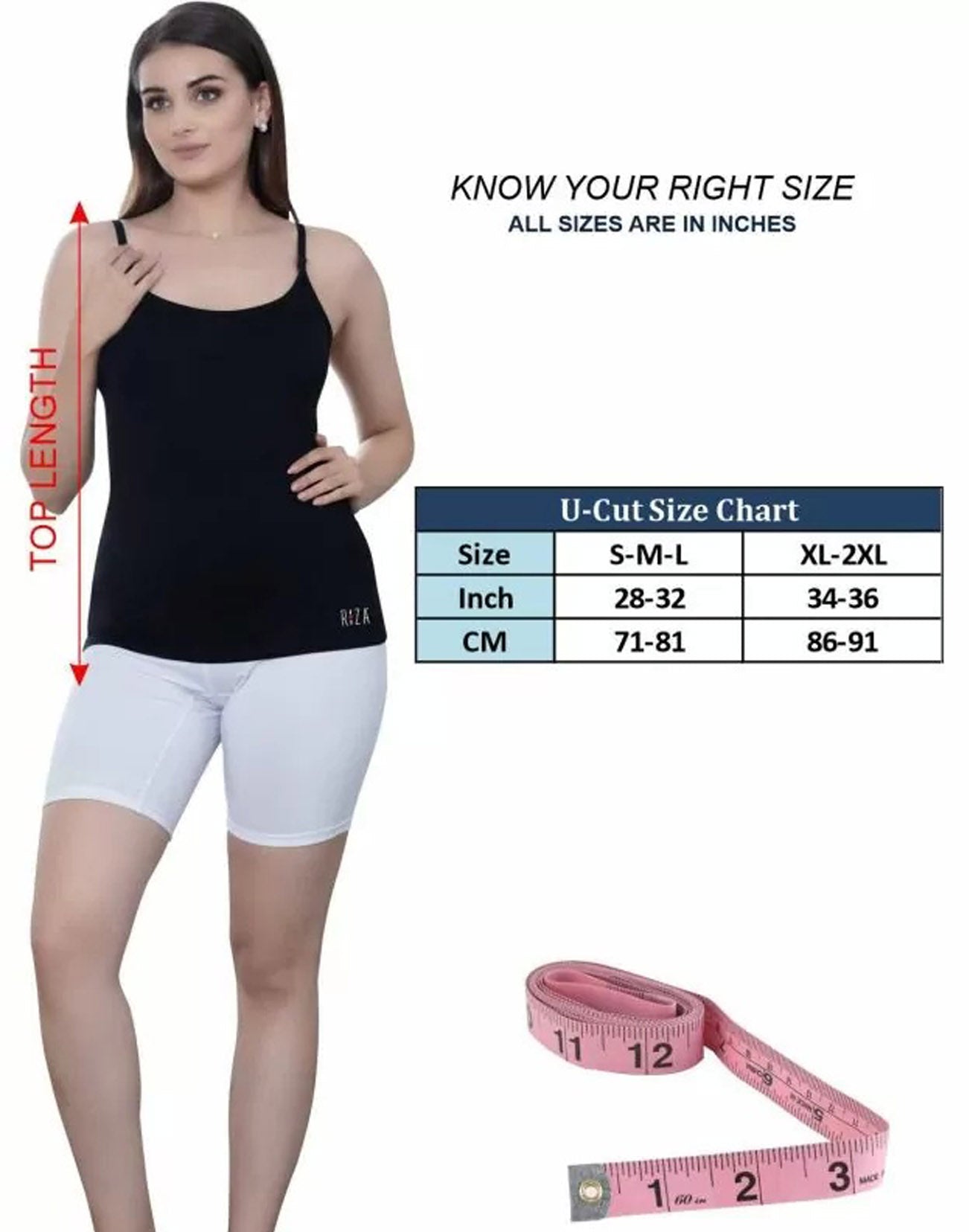 CAMISOLE U CUT RIZA BLACK 280426CL - ELENTRA DESIGNS BY NIMI HEINS