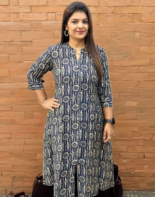 130624 (E2755) OFFER ZONE MODAL A-LINE KURTI - Dark Blue