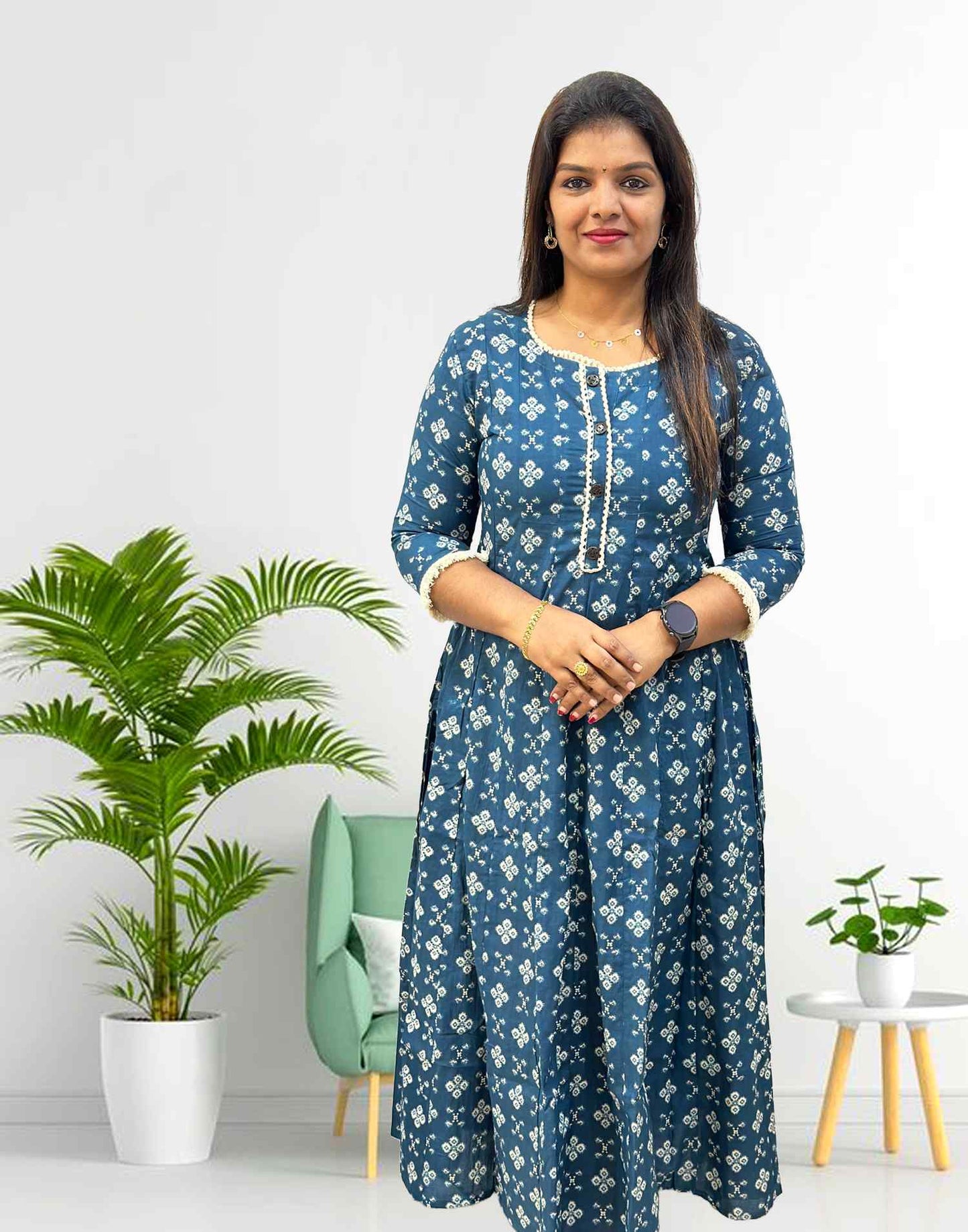 261023 (E2962) OFFER ZONE ANARKALI KURTI - Blue