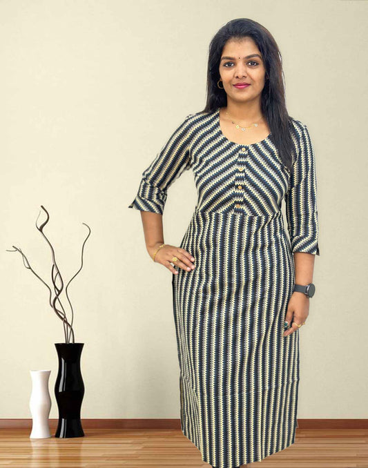 080424 (E3229) OFFER ZONE SLITTED KURTI - Charcoal Black - ELENTRA DESIGNS BY NIMI HEINS