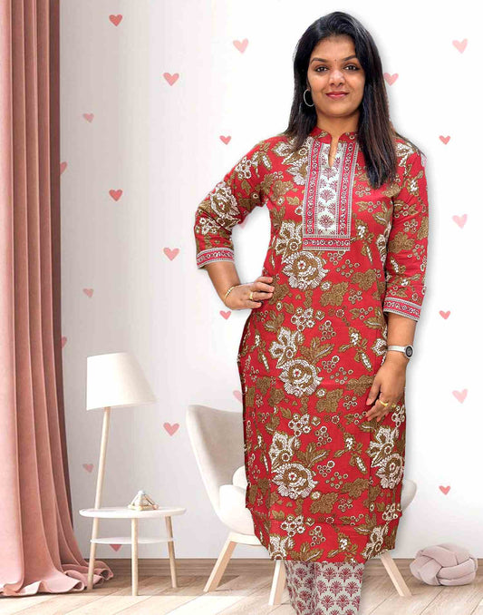 280724A (E2170) OFFER ZONE KURTI SET - Maroon - ELENTRA DESIGNS BY NIMI HEINS