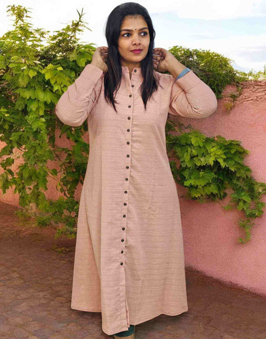210125C (E5250) OFFER ZONE DRESSES A-LINE KURTI - Peach