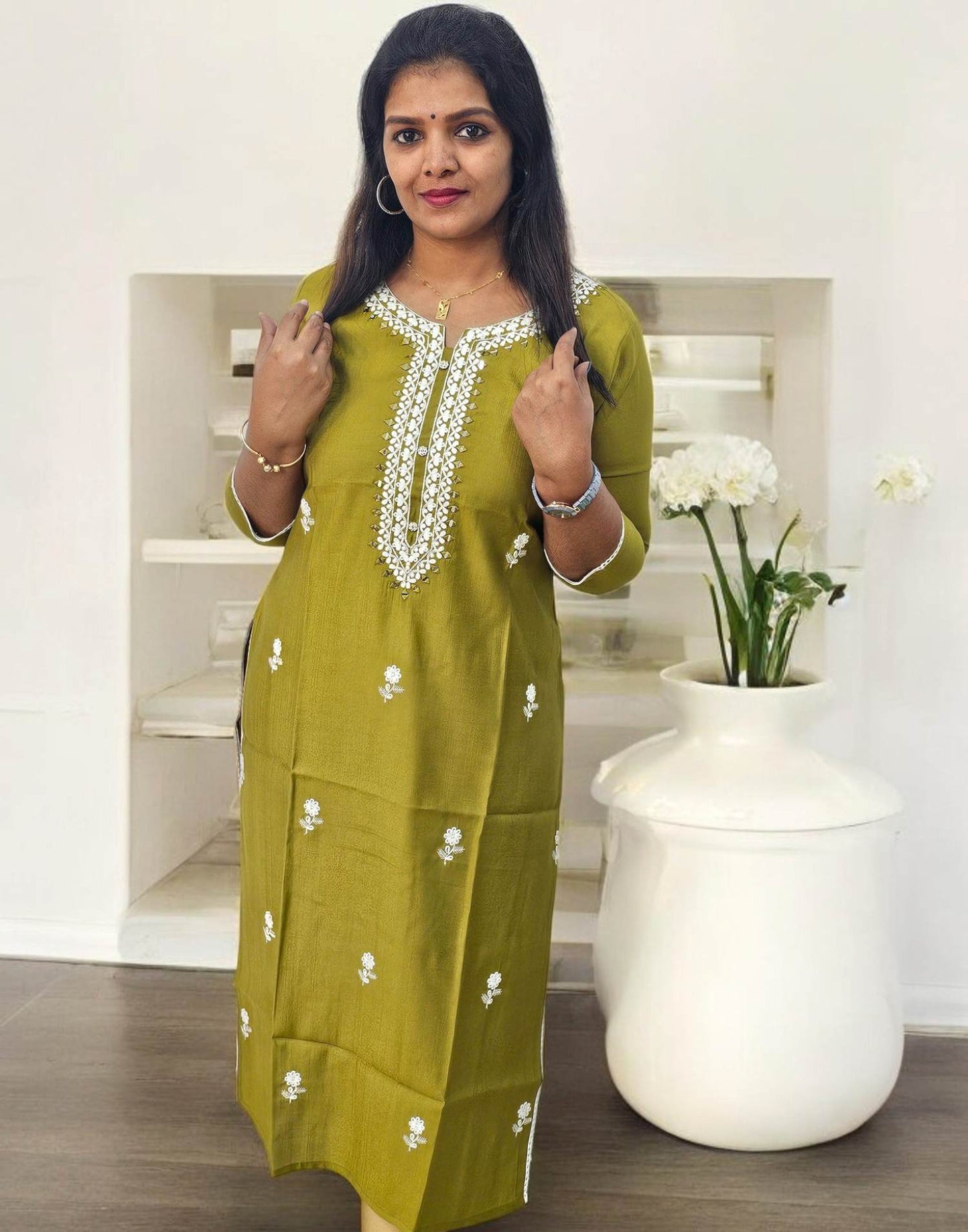 200125A (E4431) BUDGET BUY SEMI PARTYWEAR - Mehndi