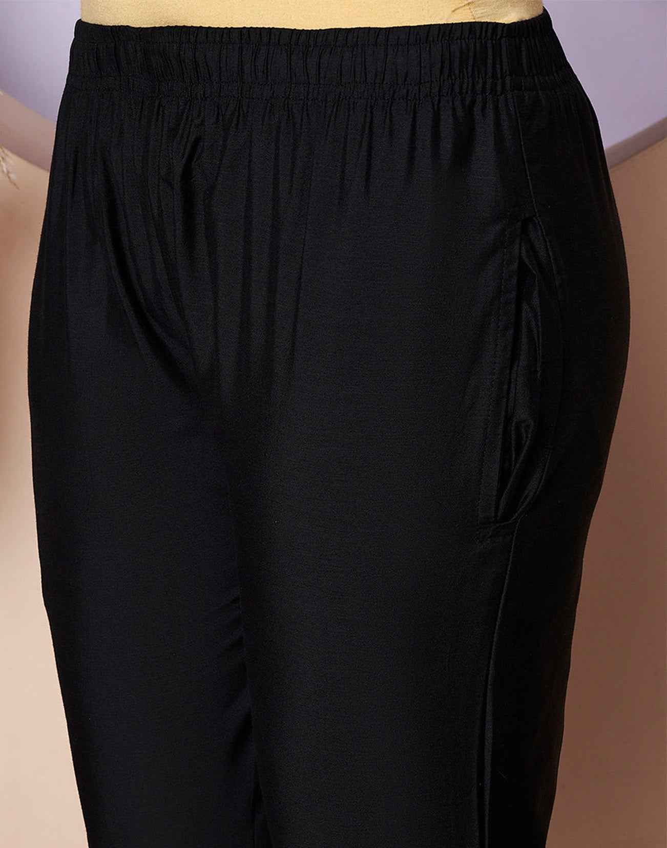 METALLIC STRAIGHT PANTS BLACK E6970-71 120526SP