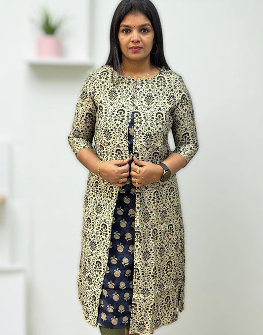 200823 (E2862) OFFER ZONE JACKET KURTI - Dark Blue