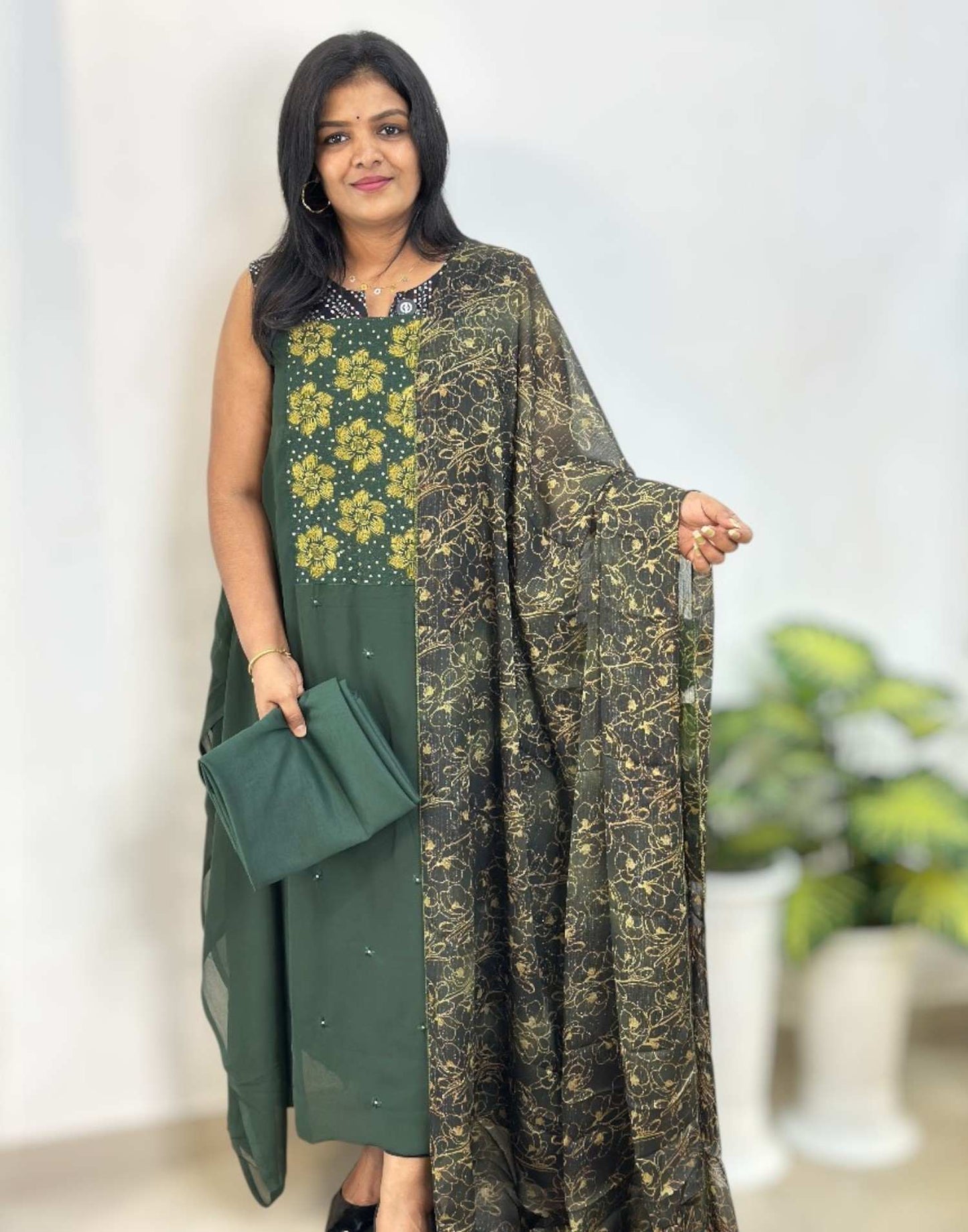 090925ML (E6481) UN-STITCHED SETS - Dark Green