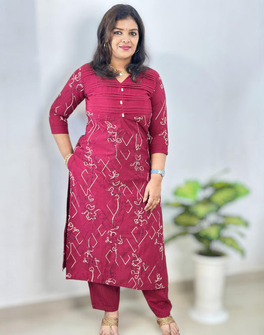171225KS KURTI SET - Maroon