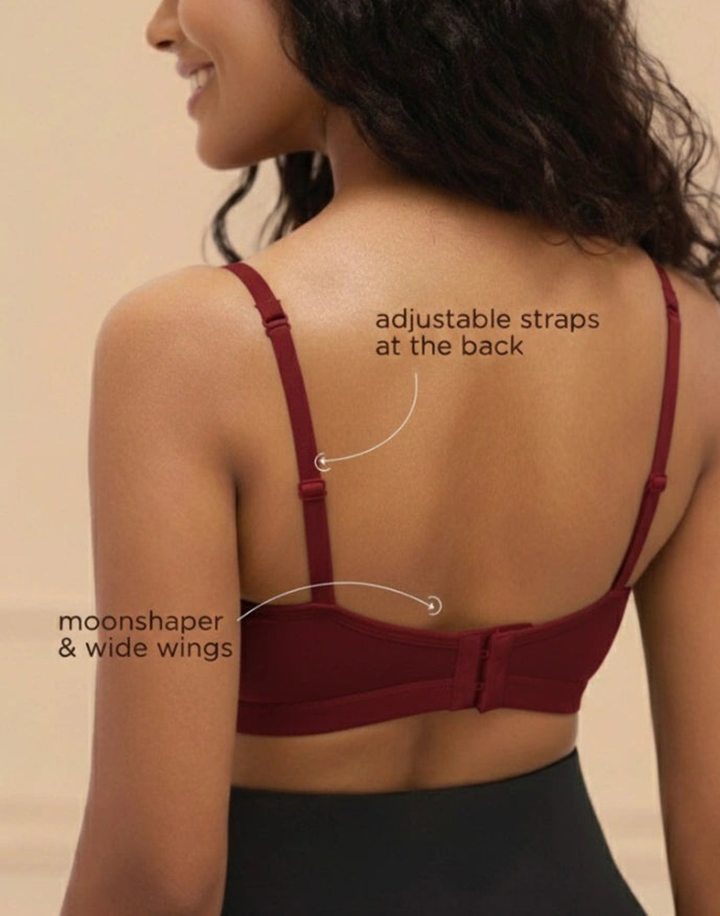 NON PADDED T-SHIRT BRA BLOSSOM ESSENTIAL RED WINE E3179 210625BR - ELENTRA DESIGNS BY NIMI HEINS