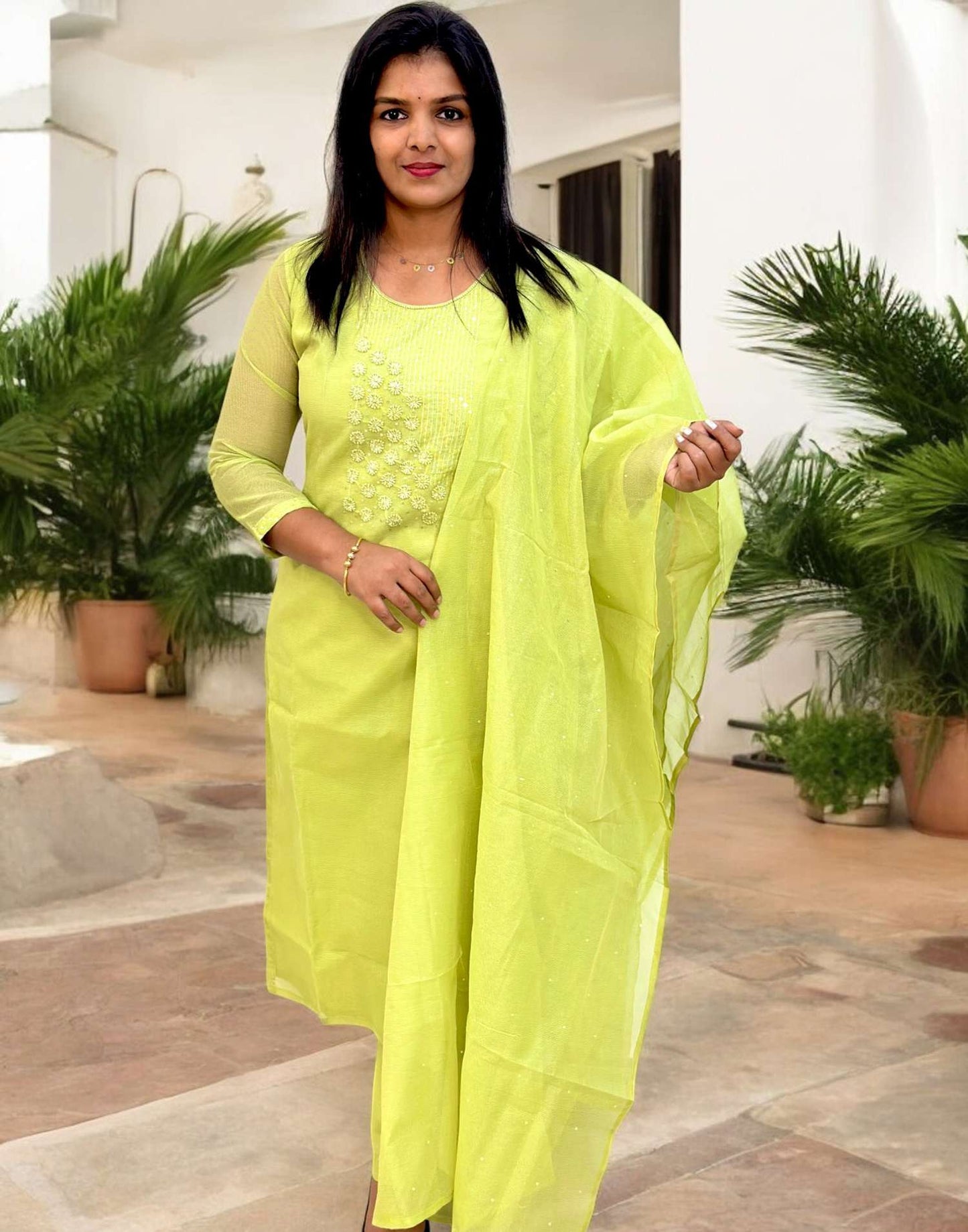 110425Y (E6029) PURE KOTA SALWAR SETS - Pista Green