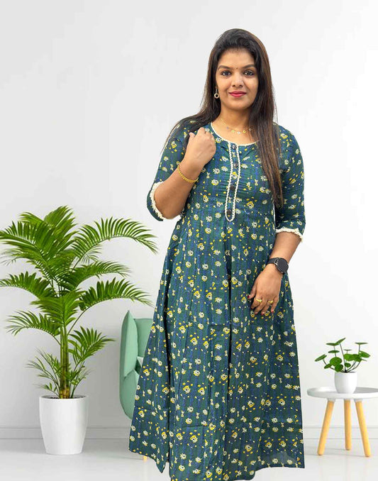261023 (E2962) OFFER ZONE ANARKALI KURTI - Green