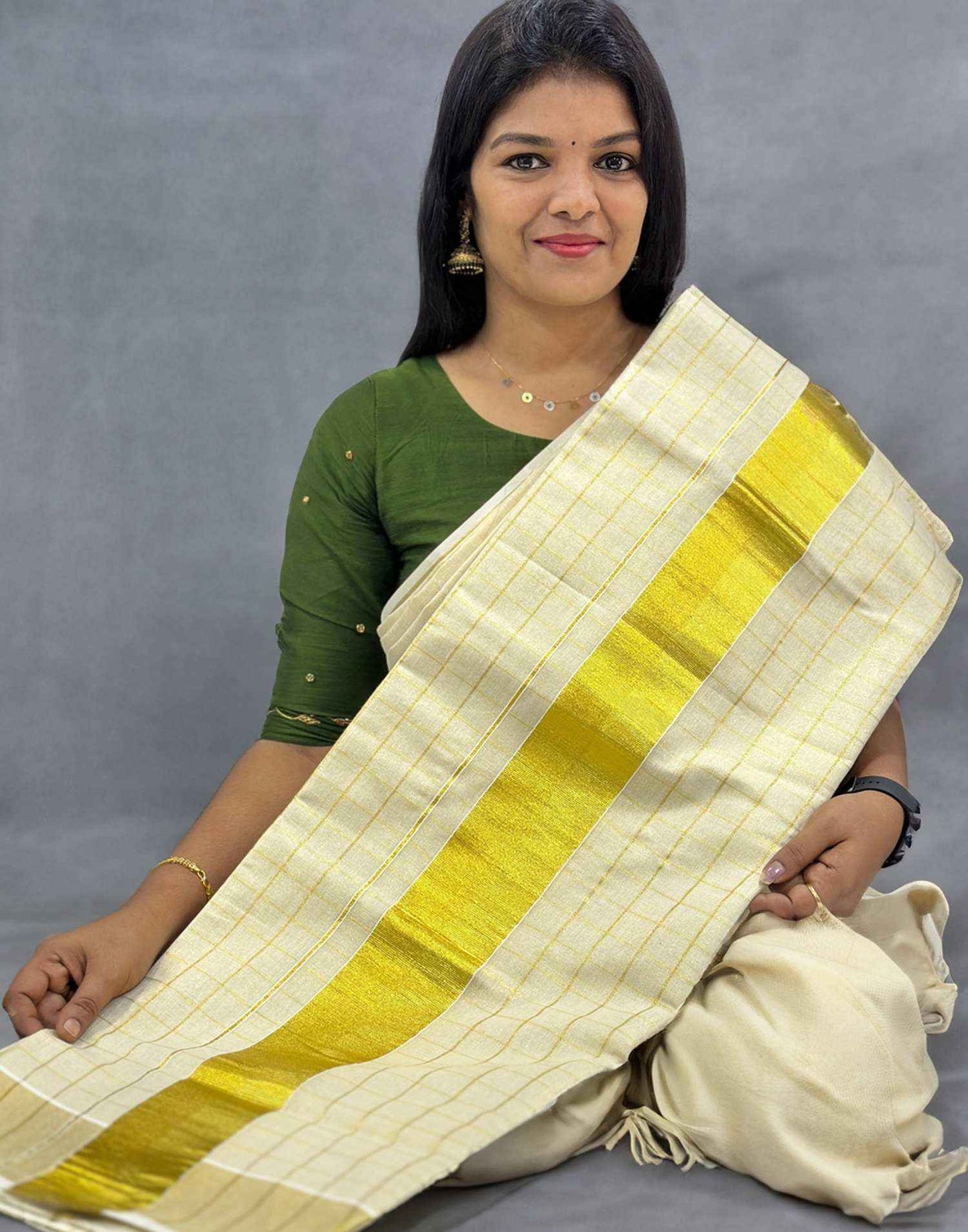 060823 (E2770) KERALA SAREE COLLECTION - Tissue Big Check