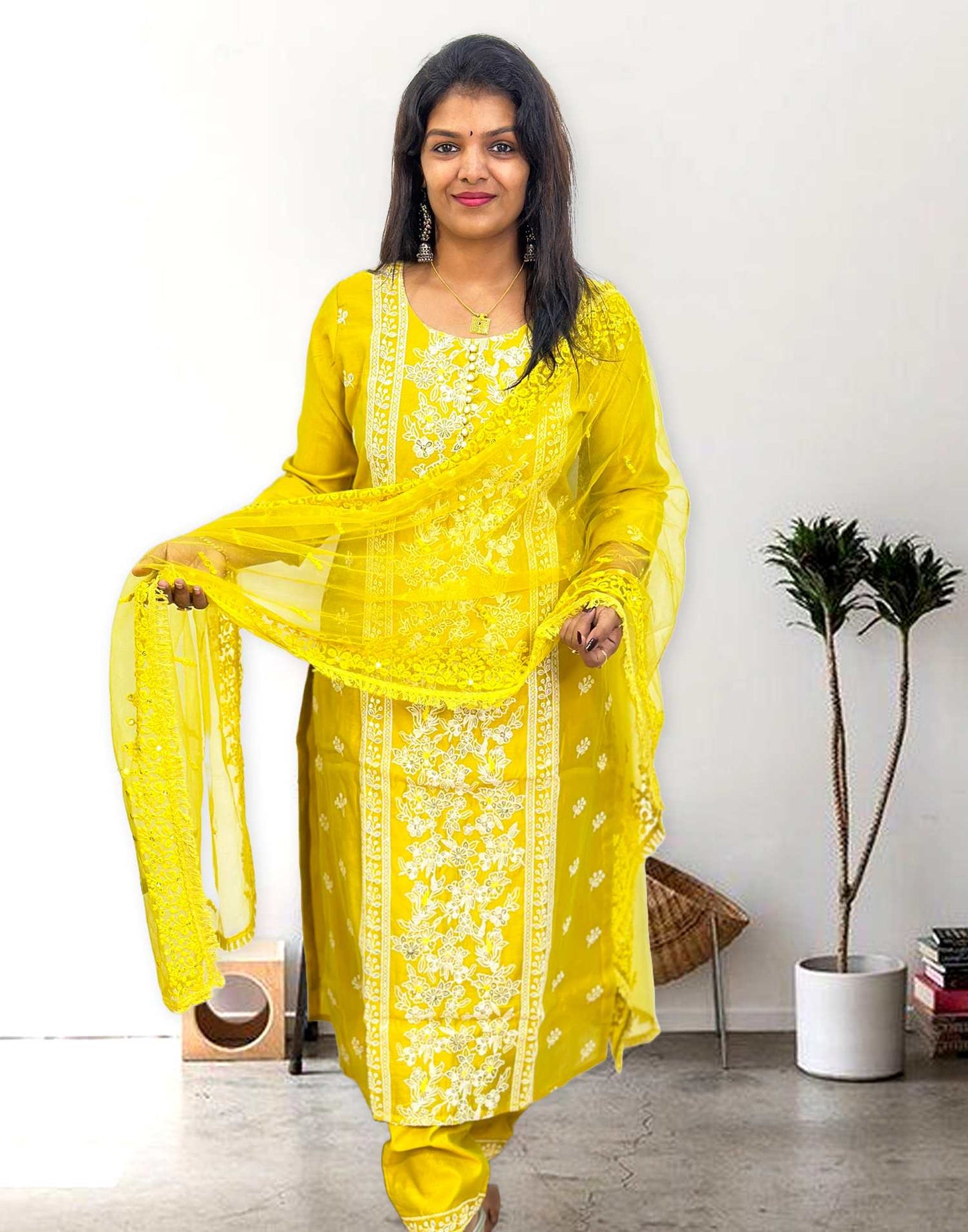 250424B (E3219) CHANDERI READY TO WEAR - Lemon Yellow