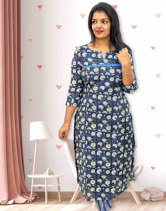 220724C (E3941) OFFER ZONE KURTI SET - Blue