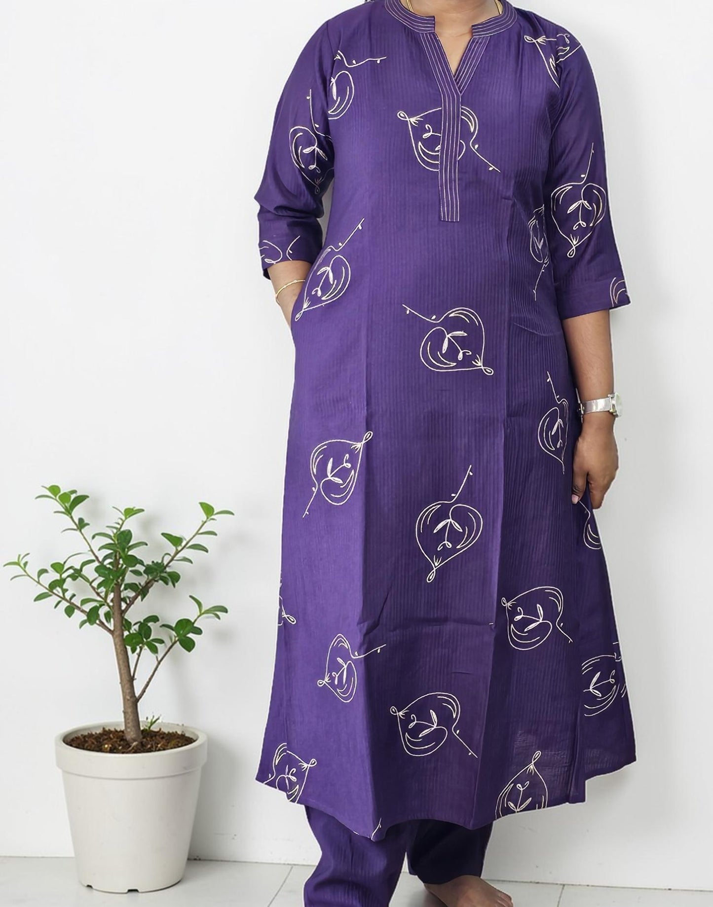 KURTI SET A-LINE DARK VIOLET E6870 260326KS - ELENTRA DESIGNS BY NIMI HEINS