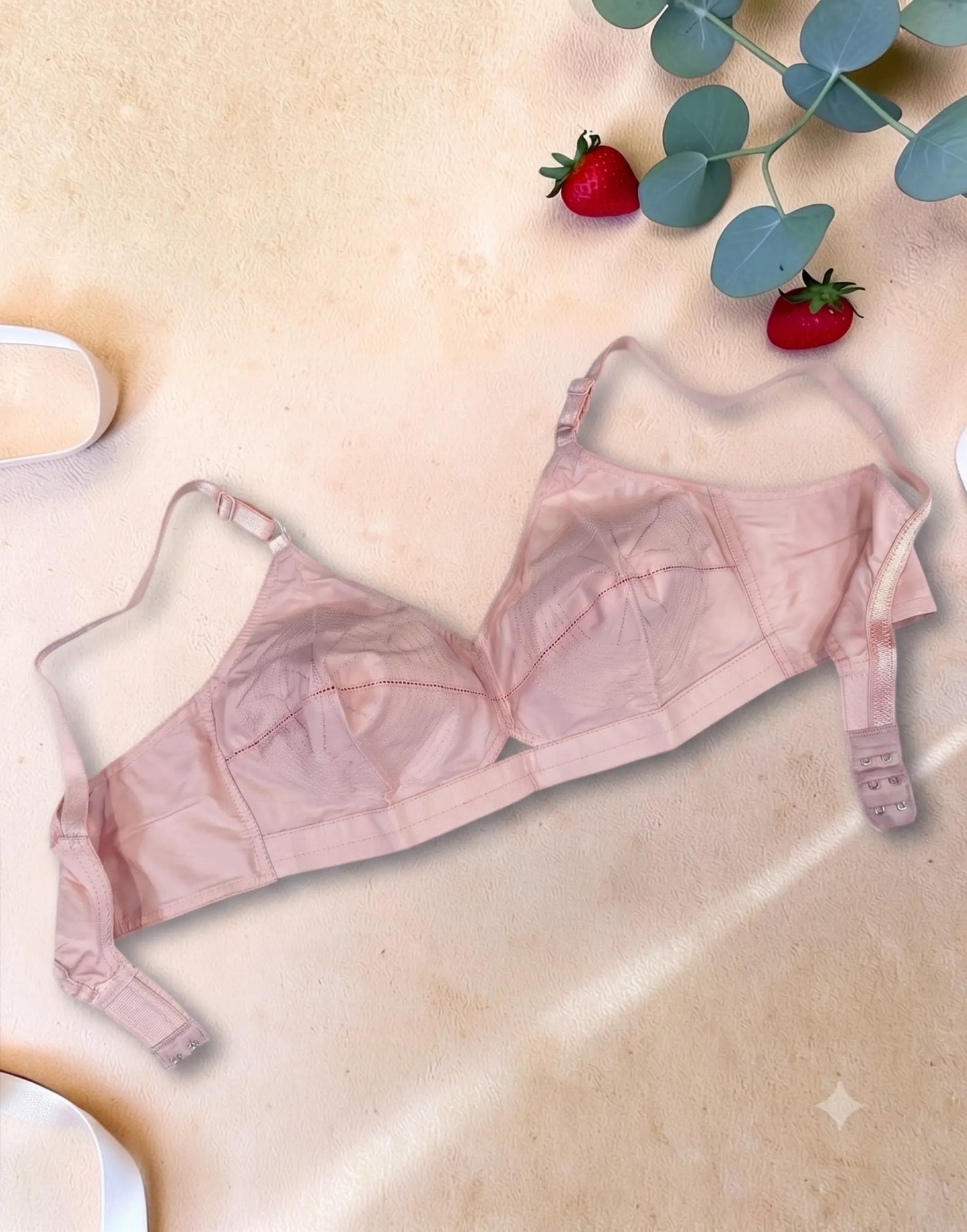 NON-PADDED BRA COTTON ROUND STITCH (LILLYS USHAS) CHAMPAGNE PINK E6844 120626BR - ELENTRA DESIGNS BY NIMI HEINS