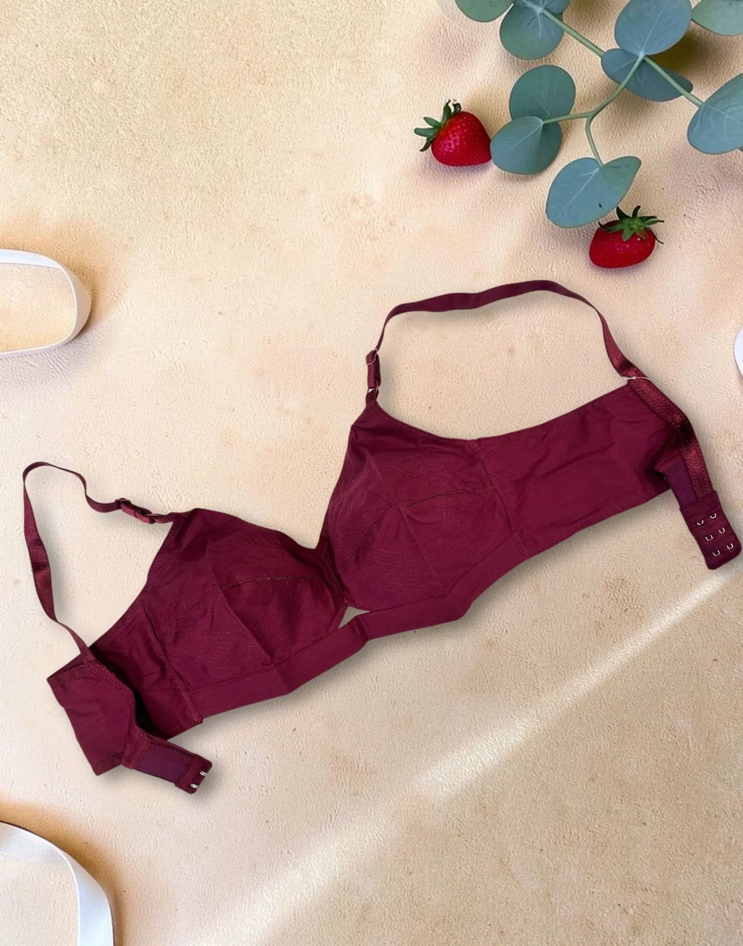 NON-PADDED BRA COTTON ROUND STITCH (LILLYS USHAS) MAROON E6844 120626BR - ELENTRA DESIGNS BY NIMI HEINS