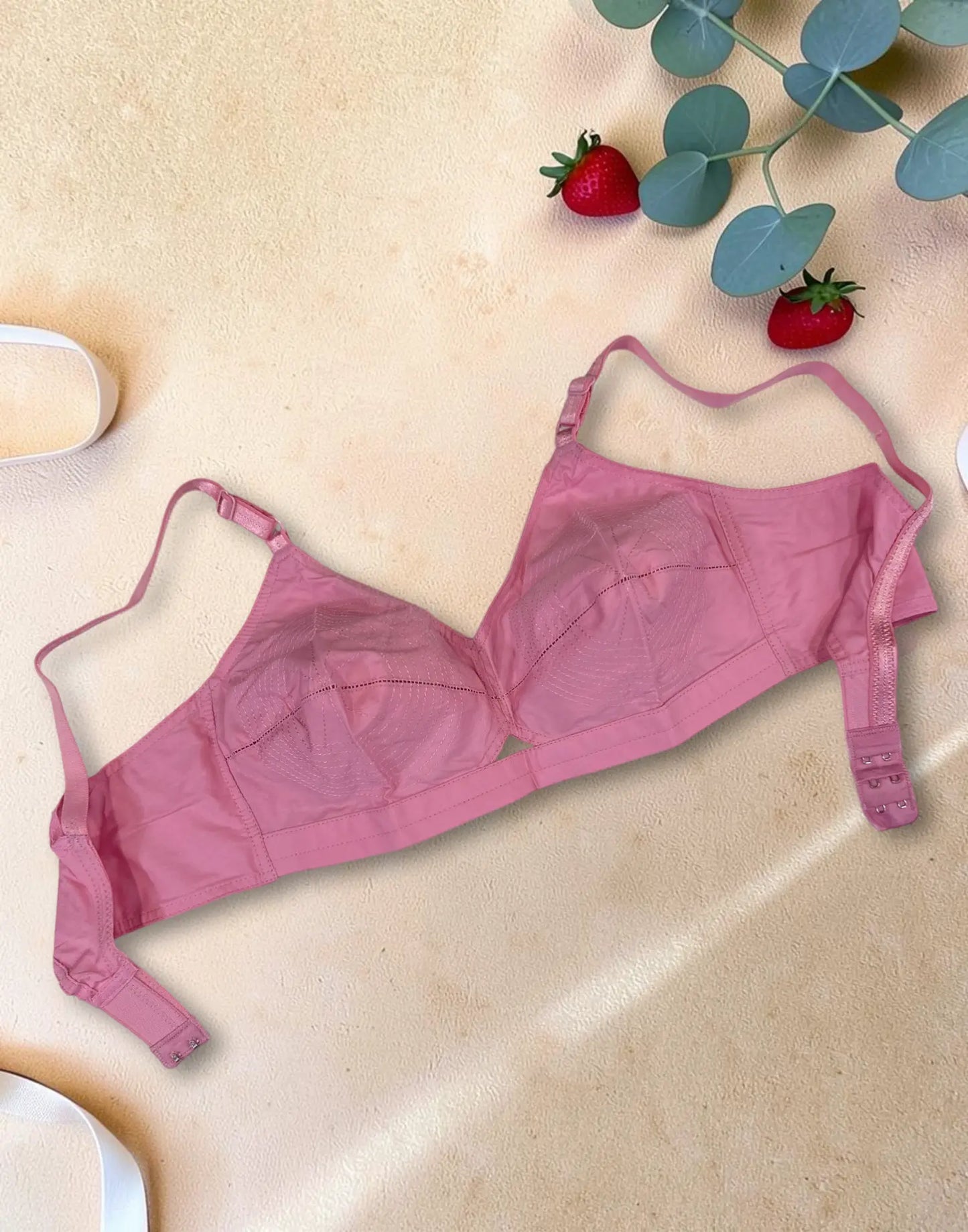 NON-PADDED BRA COTTON ROUND STITCH (LILLYS USHAS) PINK E6844 120626BR - ELENTRA DESIGNS BY NIMI HEINS