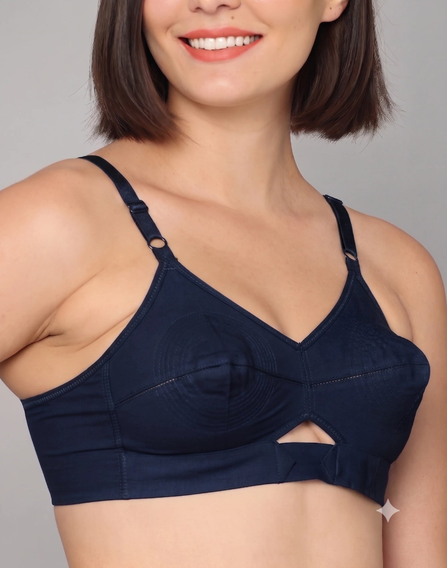 NON-PADDED BRA COTTON ROUND STITCH COLLIN COUTURE DARK MIDNIGHT BLUE E5460 110626BR