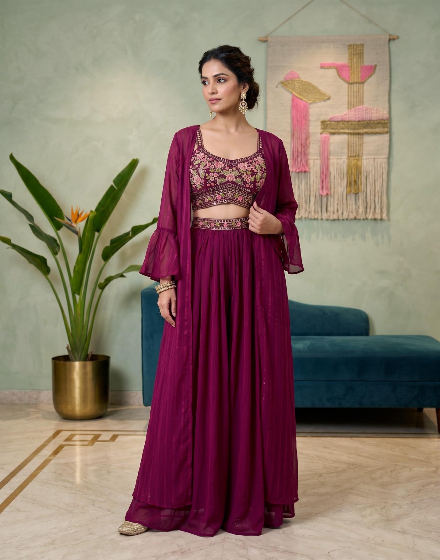 PARTY WEAR DARK WINE E2342 230626PW