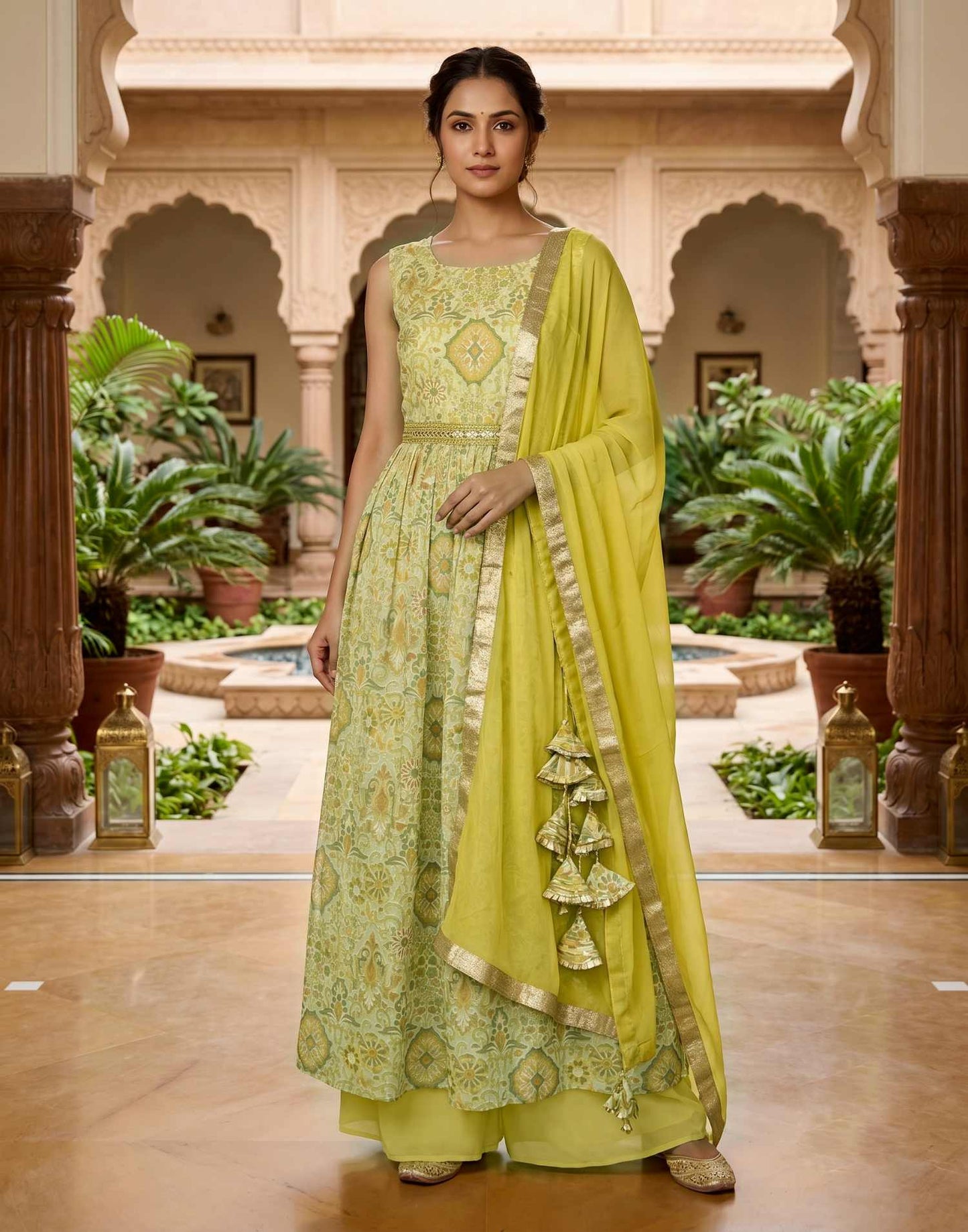 PARTY WEAR LEMON YELLOW E2363 230626PW