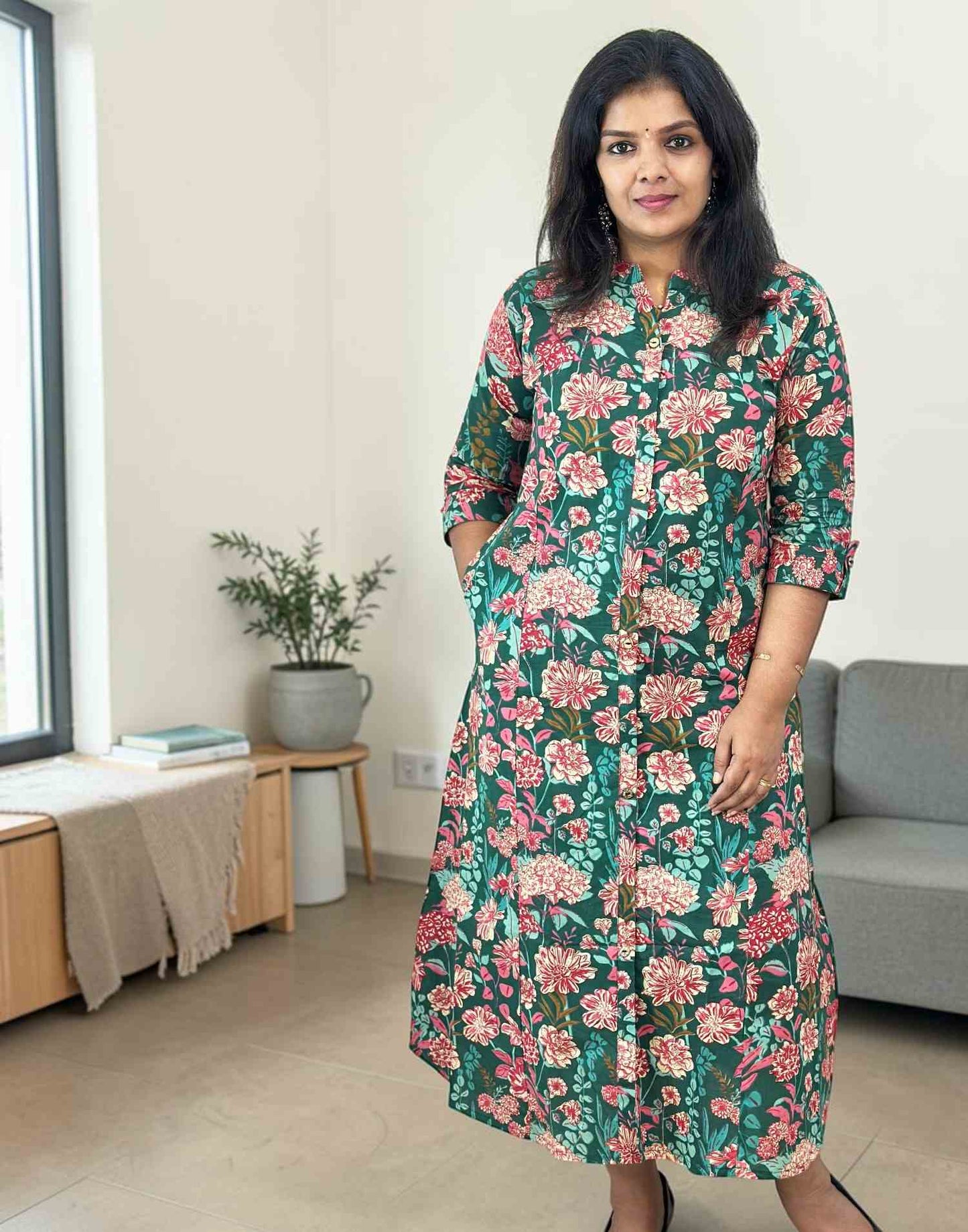 KURTIS A-LINE GREEN E7105 060726AK