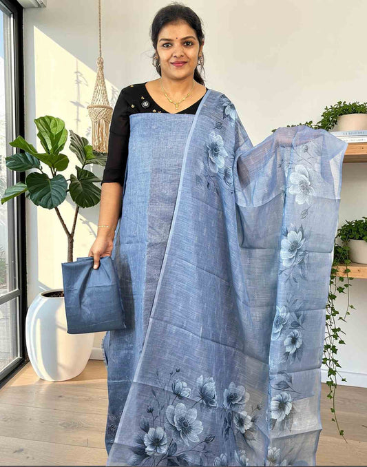 SALWAR SUITS UN-STITCHED DENIM BLUE 7122 150726DM - ELENTRA DESIGNS BY NIMI HEINS