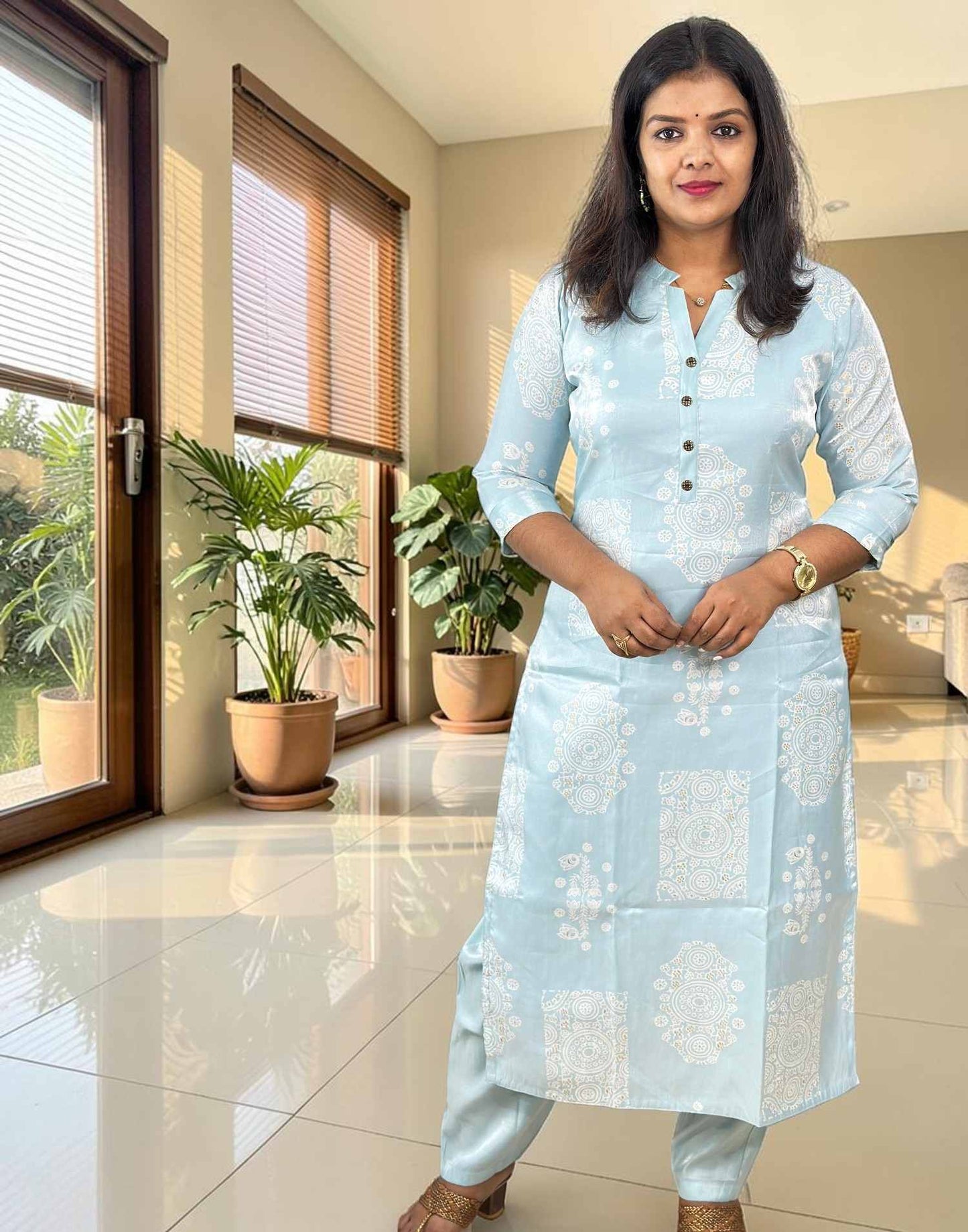 KURTI SET BABY BLUE E7157 260726KS - ELENTRA DESIGNS BY NIMI HEINS