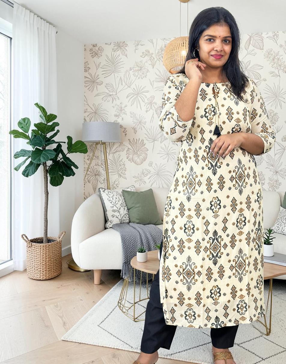 KURTI SET CREAM E7160 290726KS