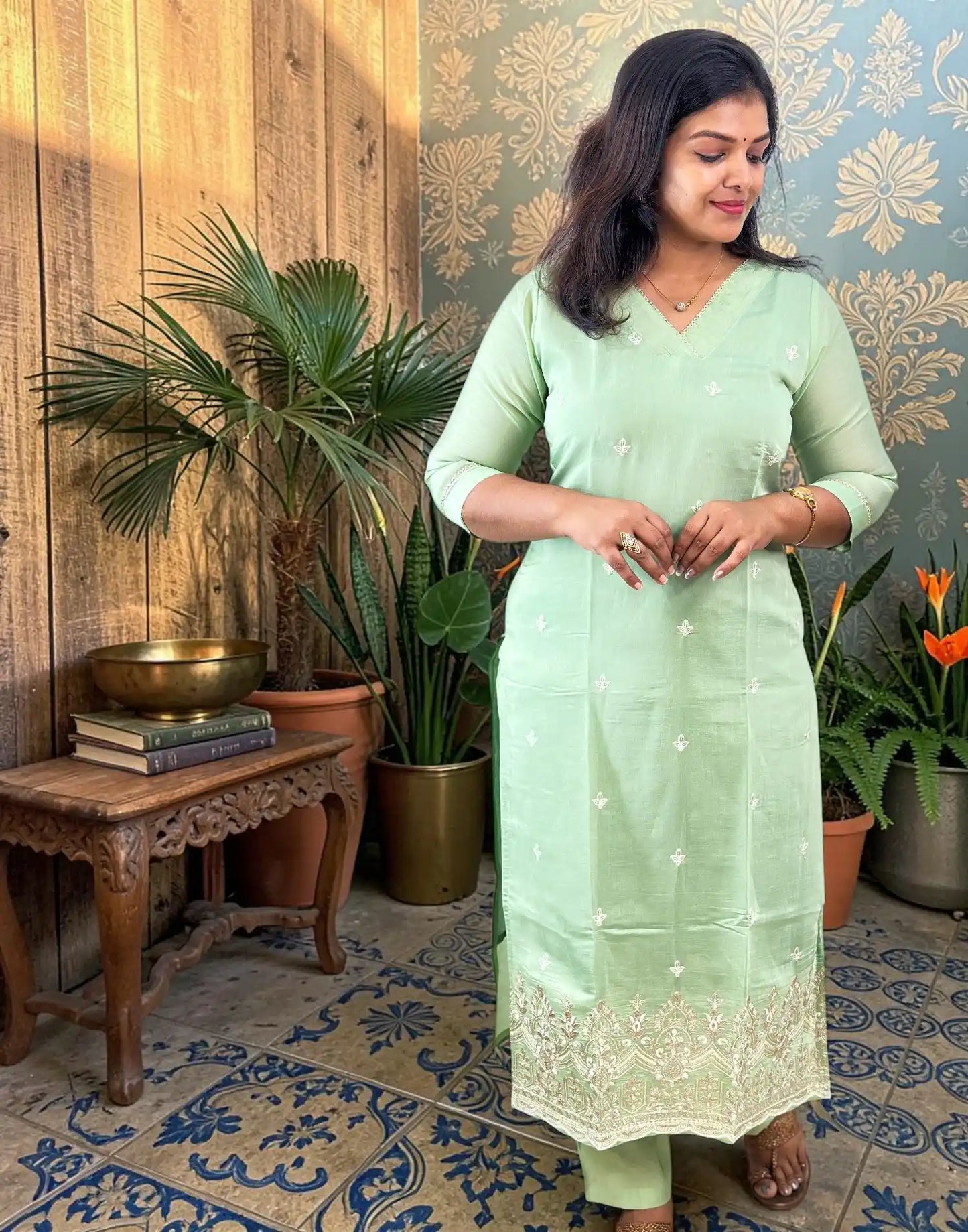 KURTI SET PISTA GREEN E7172 030826KS