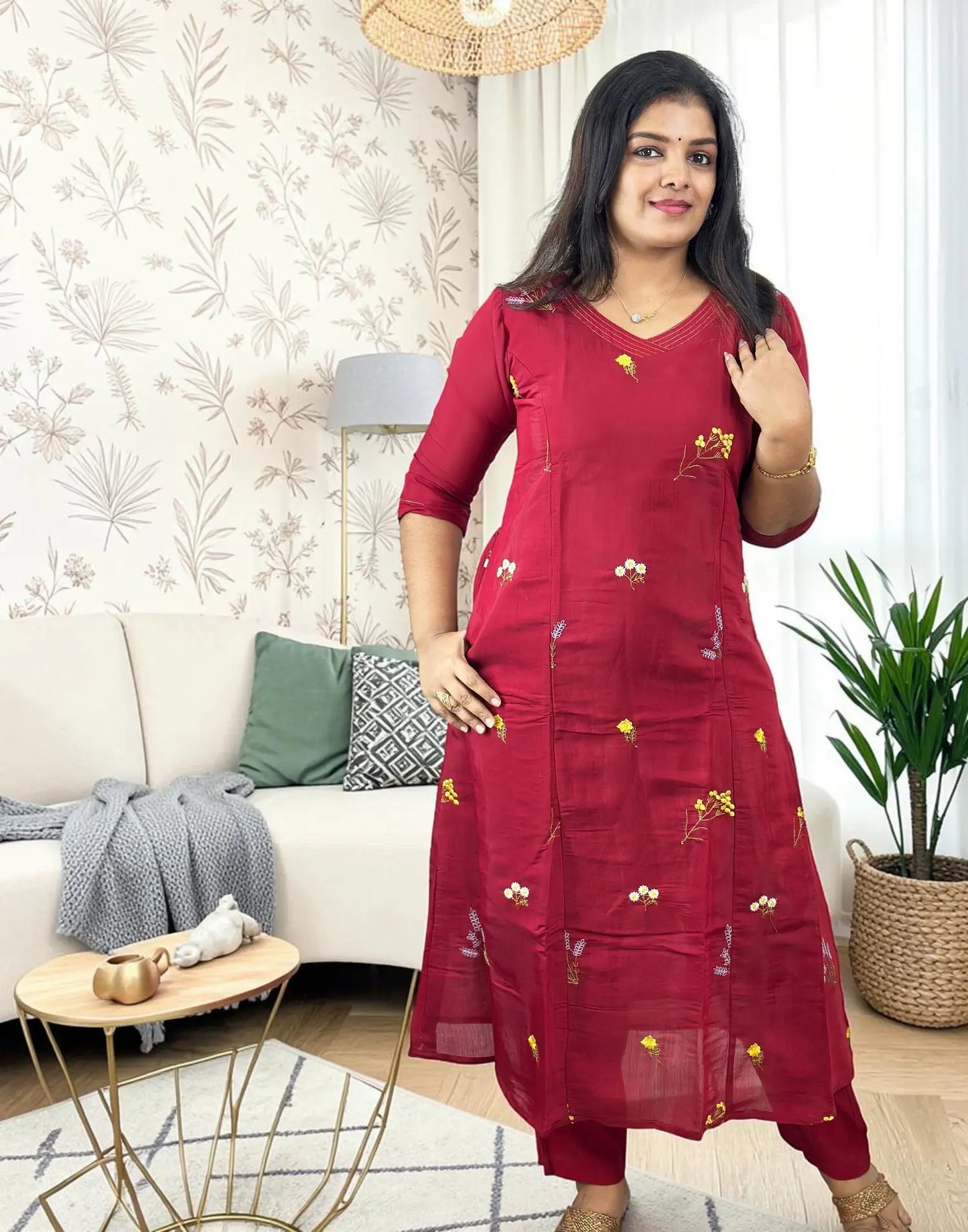 KURTI SET A-LINE MAROON E7171 030826KS