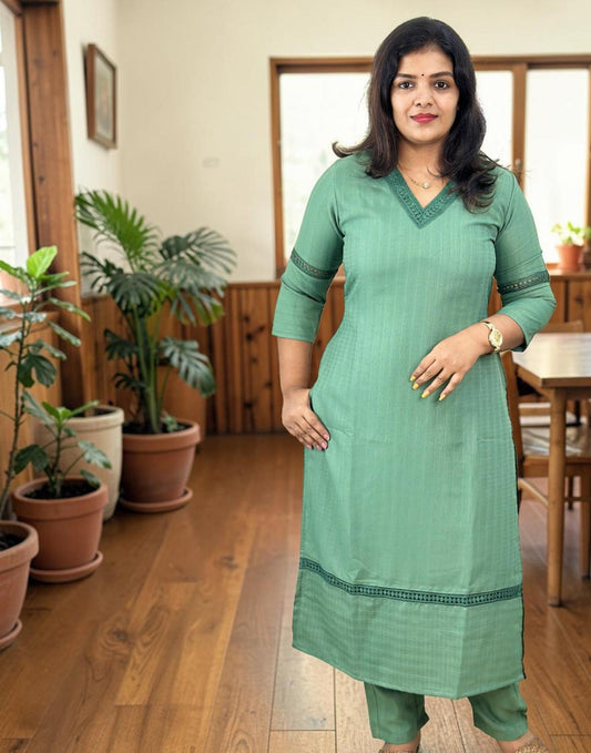 KURTI SET PINE GREEN E6985 180526KS - ELENTRA DESIGNS BY NIMI HEINS