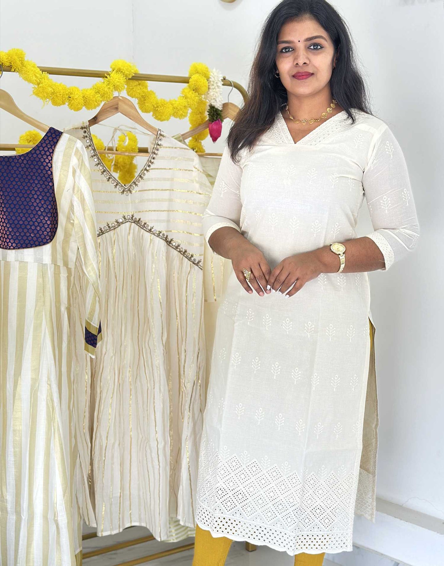 KURTIS SLITTED OFF WHITE E6327 240726AK - ELENTRA DESIGNS BY NIMI HEINS