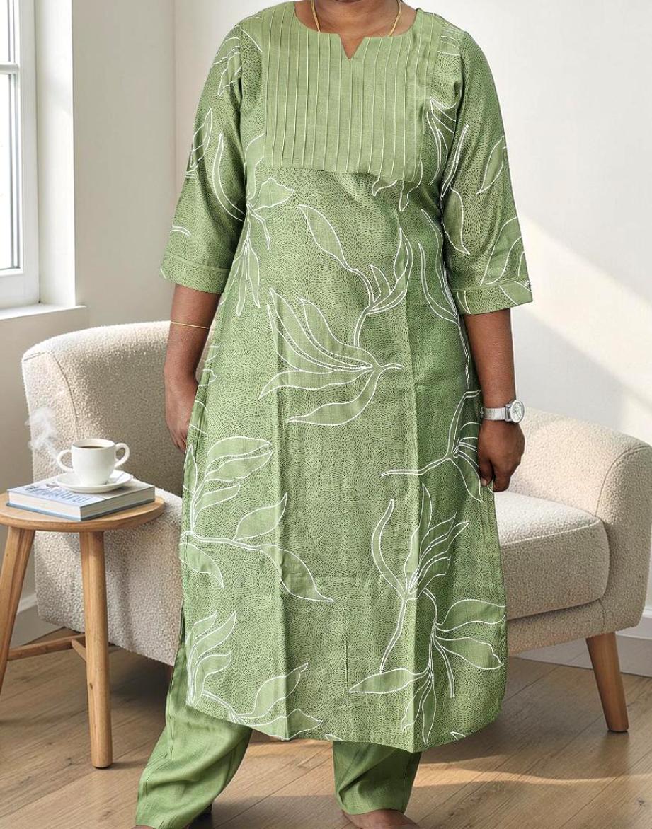 KURTI SET PASTEL GREEN E6870 250326KS - ELENTRA DESIGNS BY NIMI HEINS