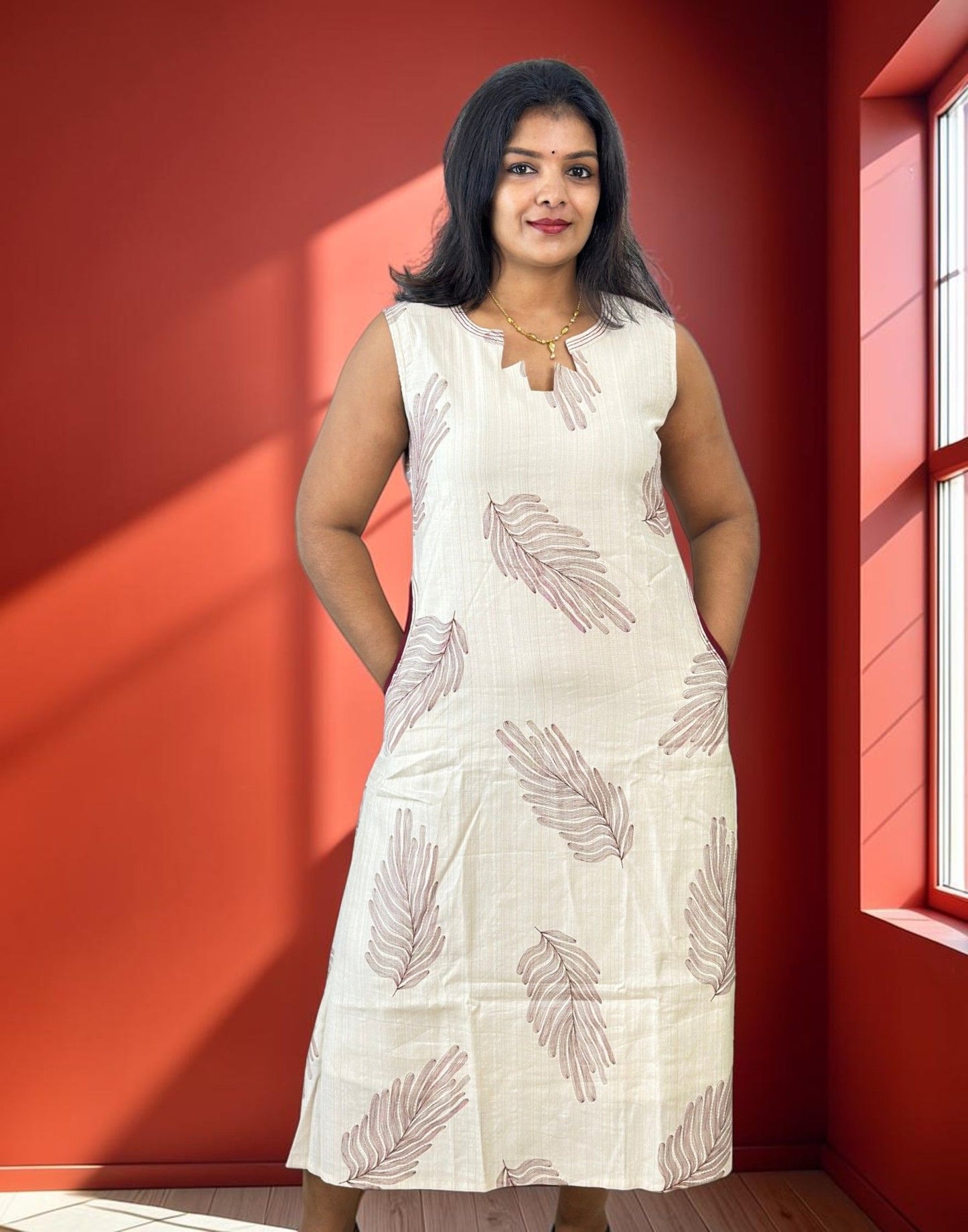 KURTIS A-LINE OFF WHITE n MAROON E7326 150926AK - ELENTRA DESIGNS BY NIMI HEINS