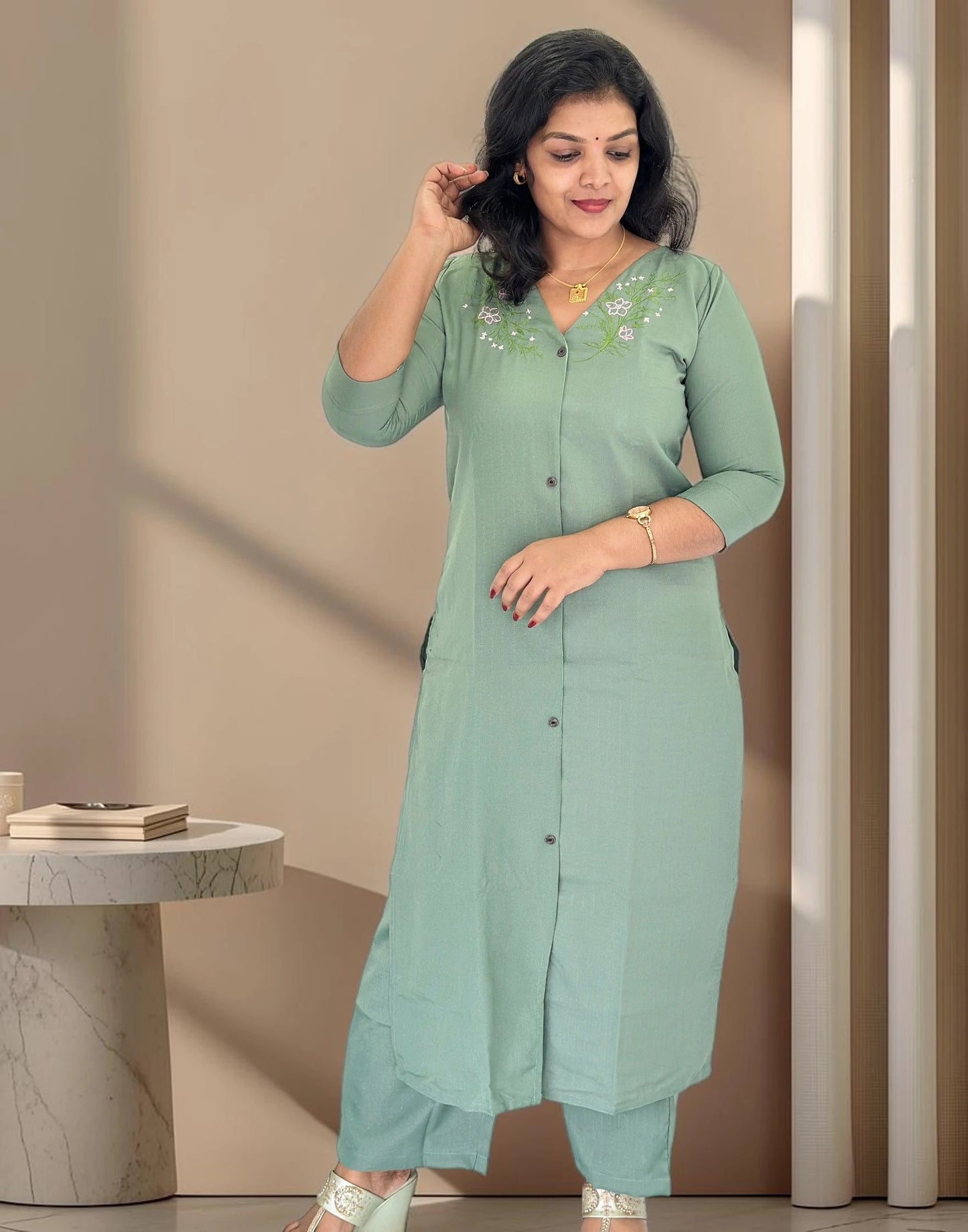 KURTI SET PASTEL GREEN E7400 201026KS