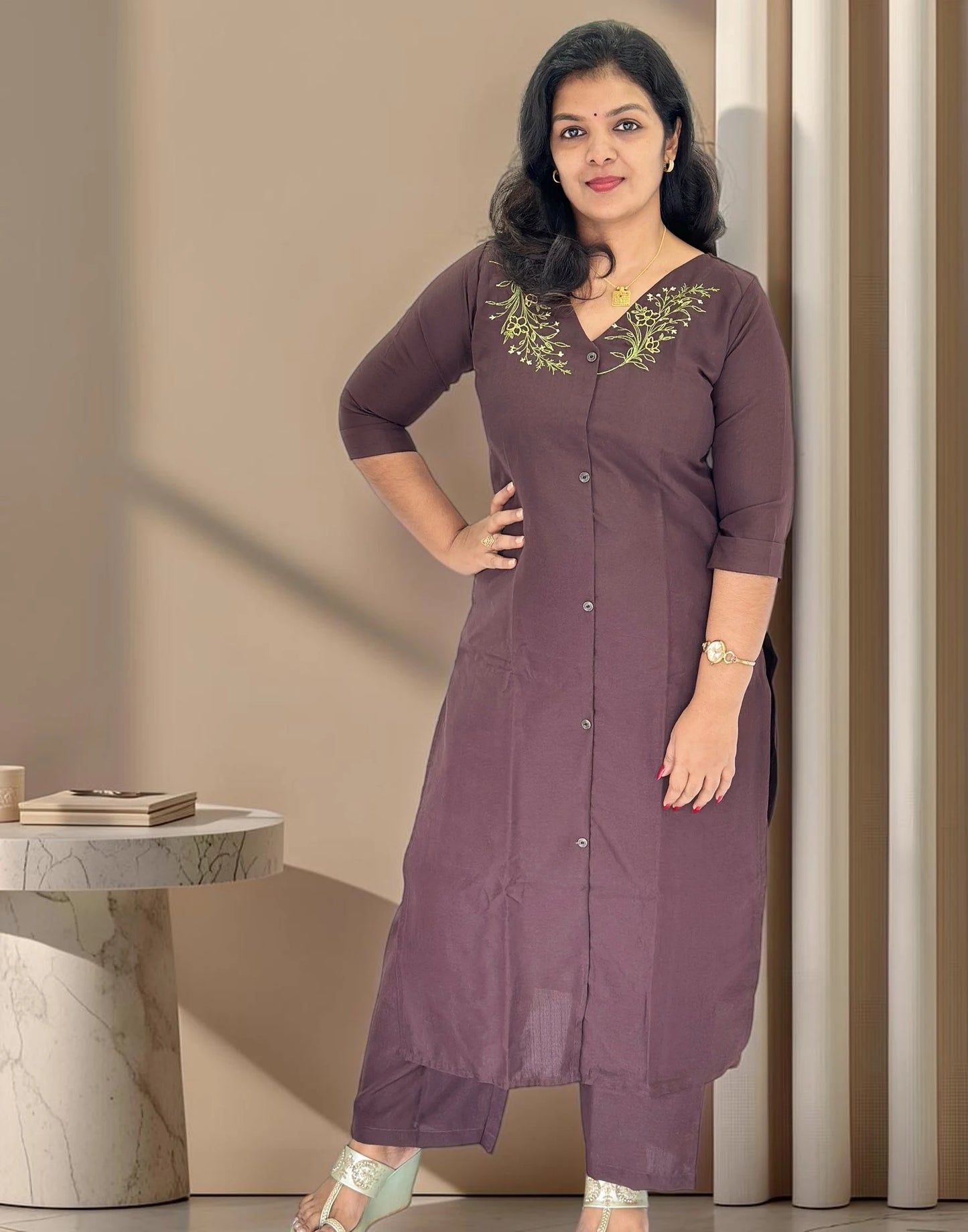 KURTI SET DARK COFFEE BROWN E7400 201026KS