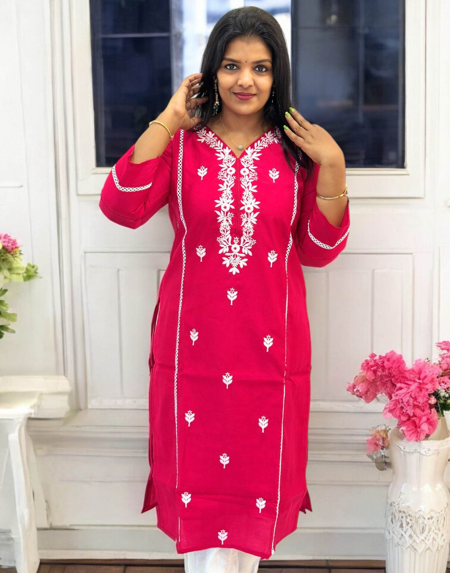 310325A (E5471) SEMI PARTYWEAR - Hot Pink