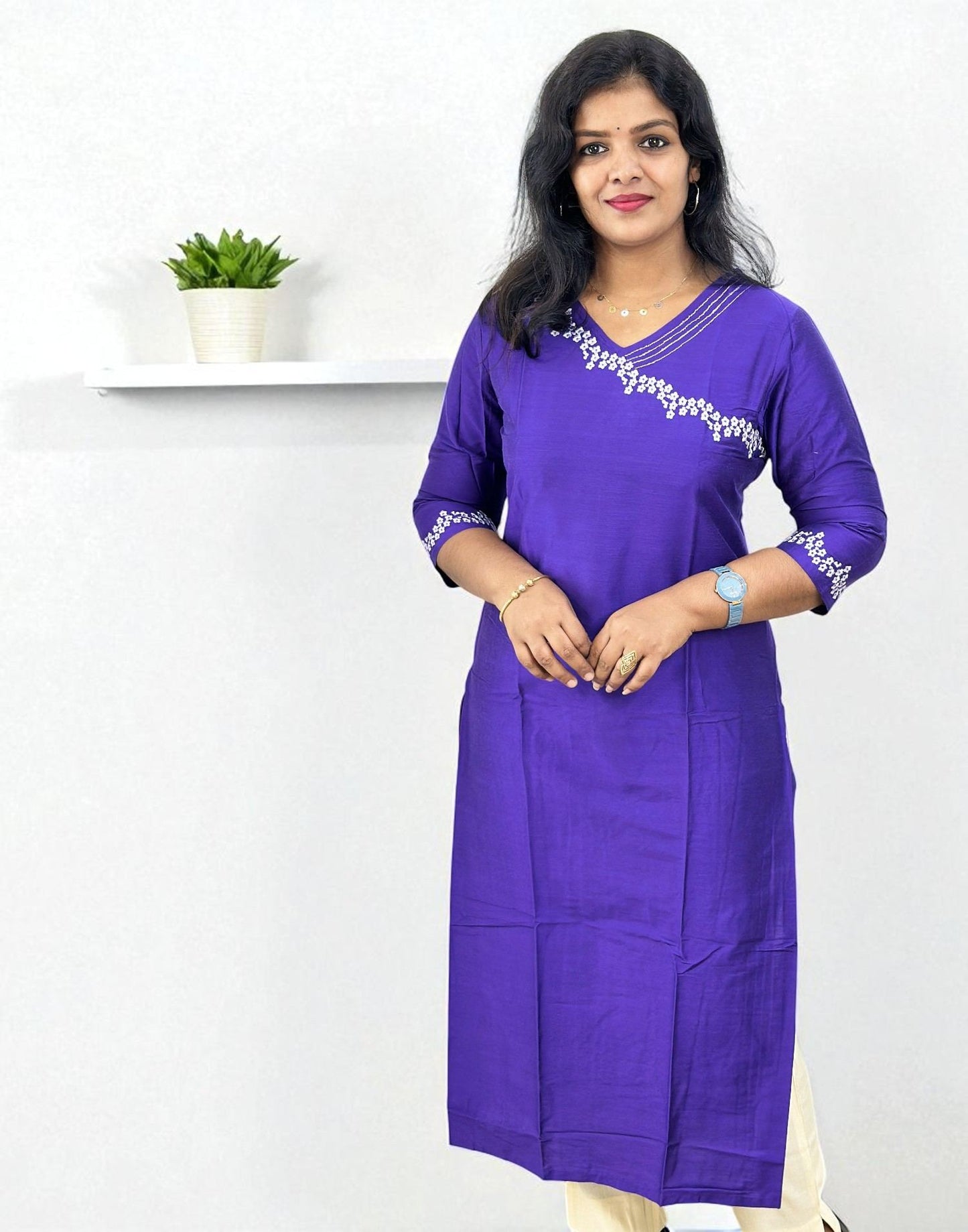 310825EK (E6403) DESIGNER EMBROIDERY KURTI - Purple