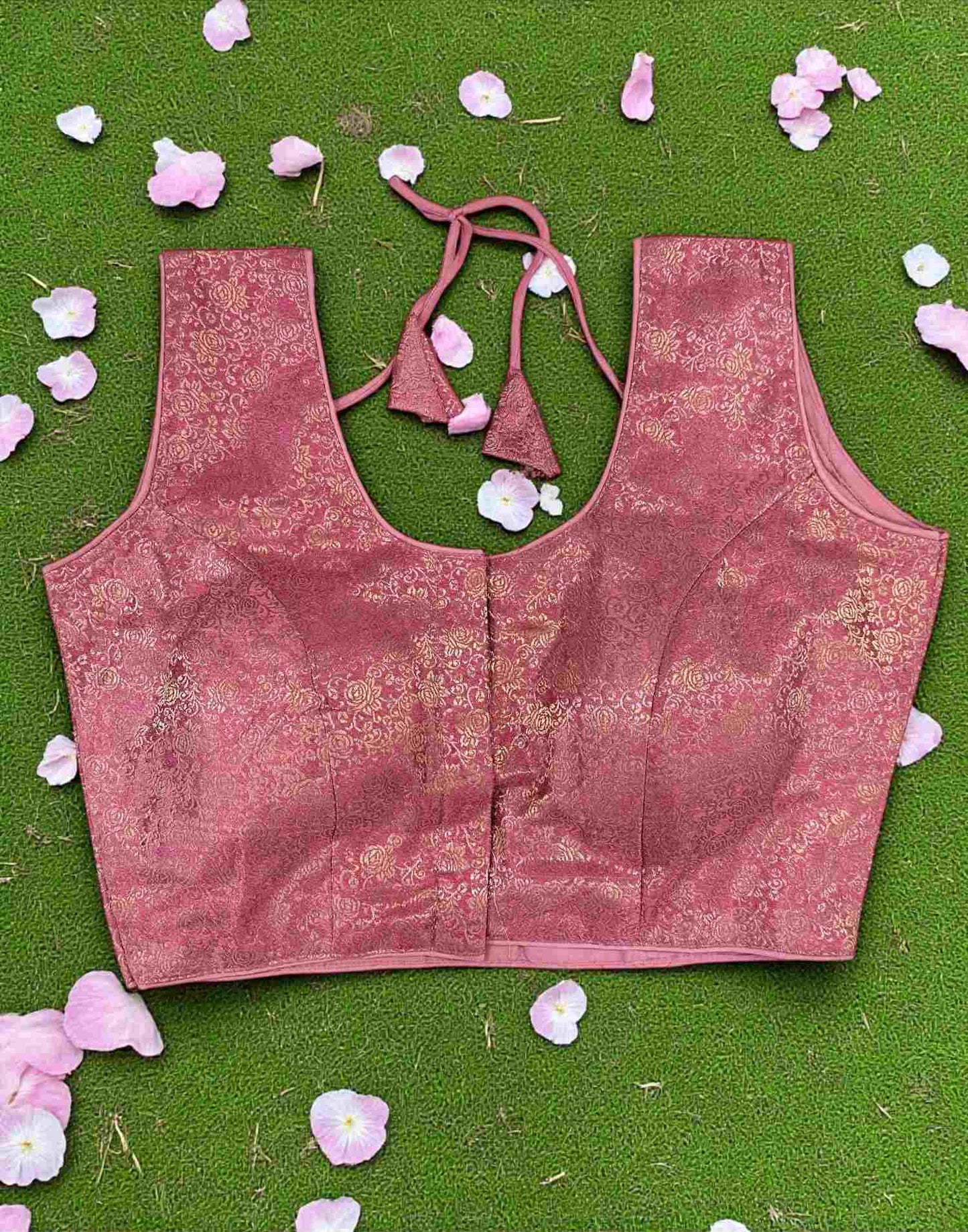 270925BL (E6526) BROCADE BLOUSE - Lotus Pink