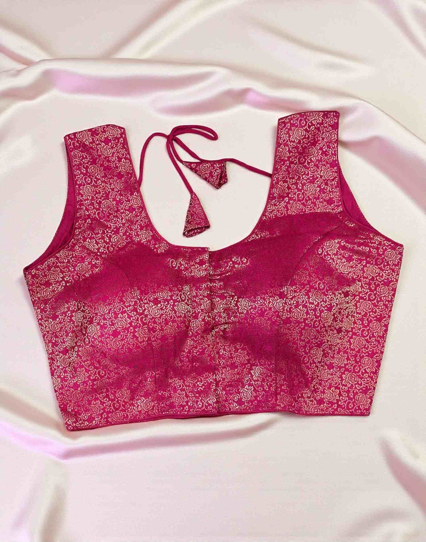 270925BL (E6526) BROCADE BLOUSE - Rani Pink 1